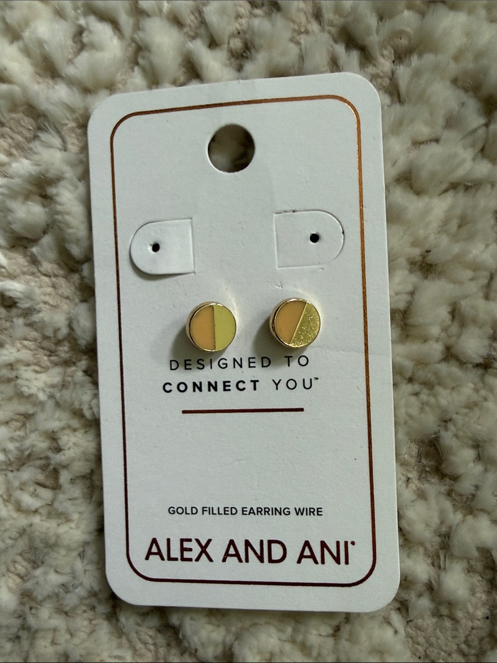 Alex and Ani Two-Tone Round Stud Earrings - Yellow & Gold